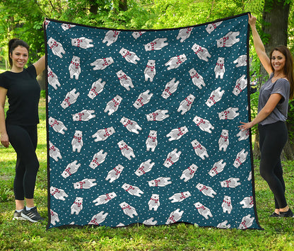 Christmas Polar Bear Pattern Print Quilt
