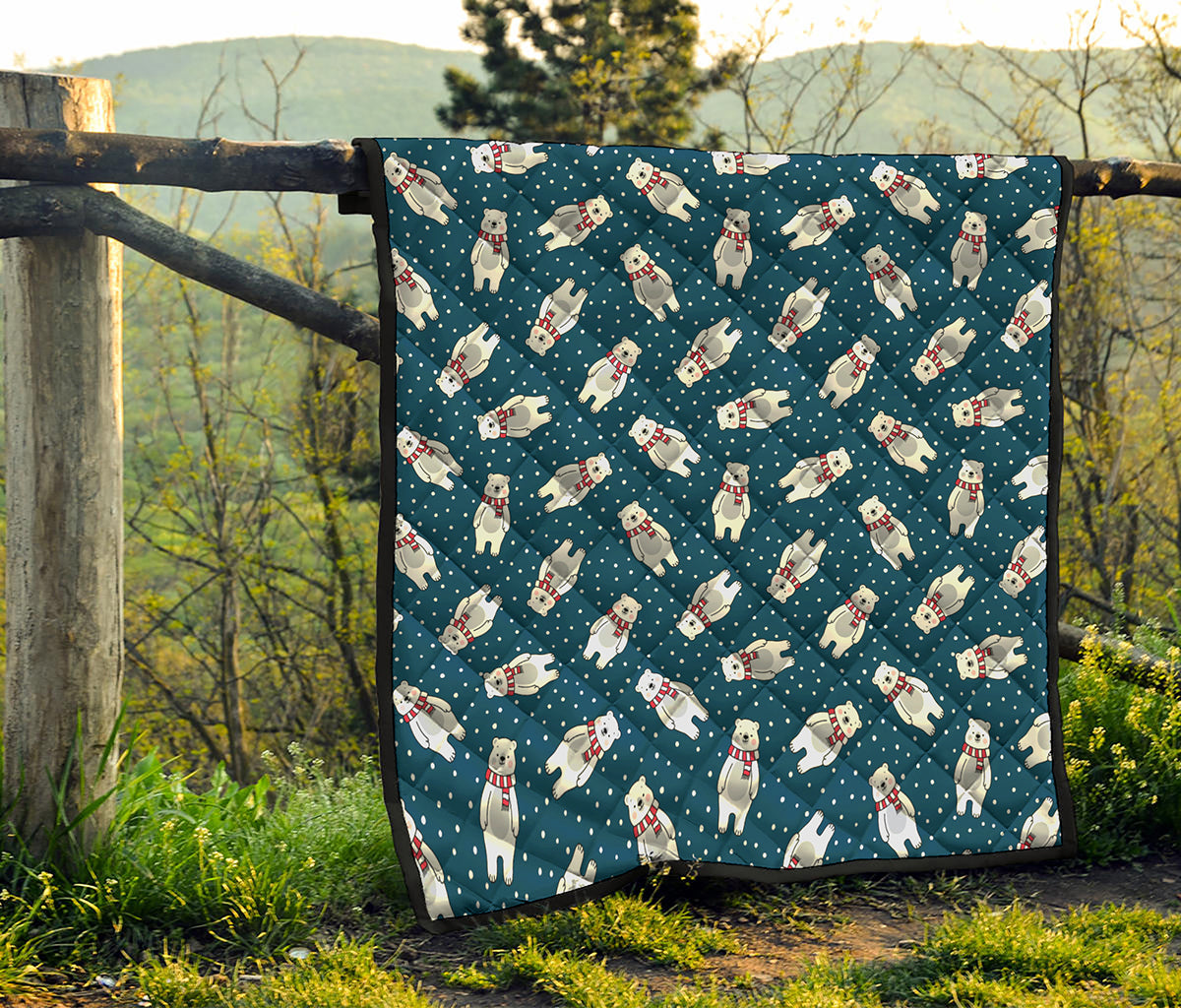 Christmas Polar Bear Pattern Print Quilt