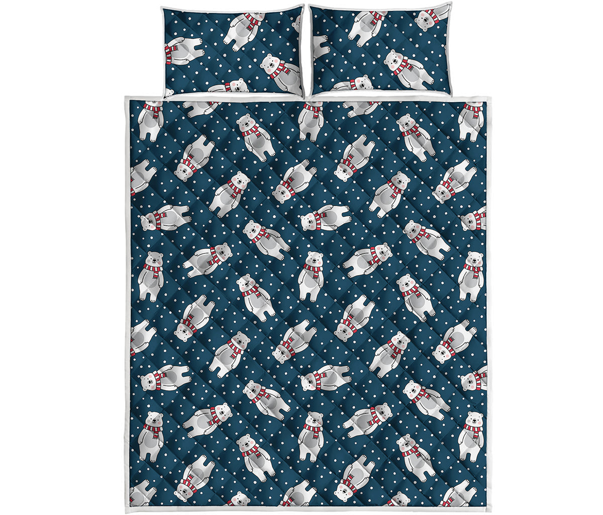 Christmas Polar Bear Pattern Print Quilt Bed Set