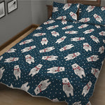 Christmas Polar Bear Pattern Print Quilt Bed Set