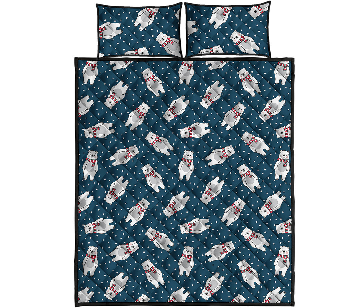 Christmas Polar Bear Pattern Print Quilt Bed Set