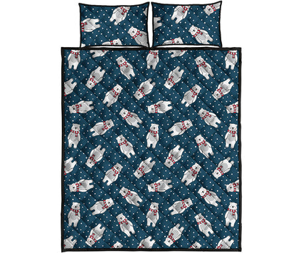 Christmas Polar Bear Pattern Print Quilt Bed Set