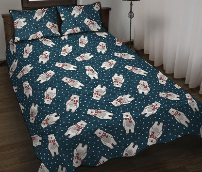 Christmas Polar Bear Pattern Print Quilt Bed Set