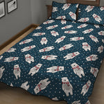 Christmas Polar Bear Pattern Print Quilt Bed Set