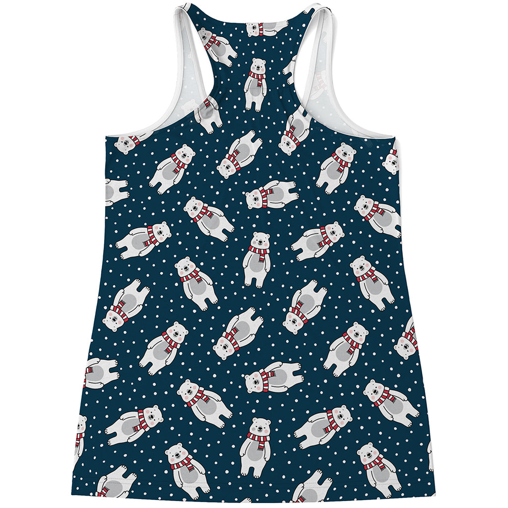 Christmas Polar Bear Pattern Print Women's Racerback Tank Top
