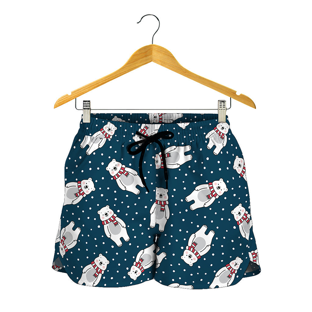 Christmas Polar Bear Pattern Print Women's Shorts