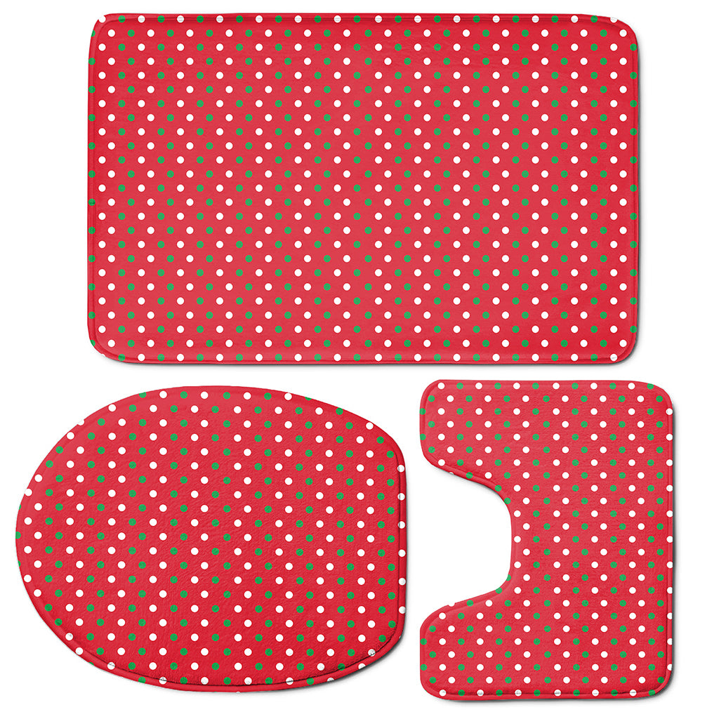 Christmas Polka Dot Pattern Print 3 Piece Bath Mat Set