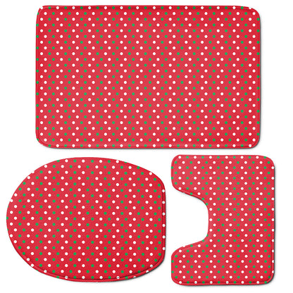 Christmas Polka Dot Pattern Print 3 Piece Bath Mat Set