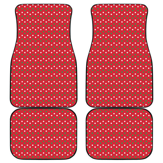Christmas Polka Dot Pattern Print Front and Back Car Floor Mats