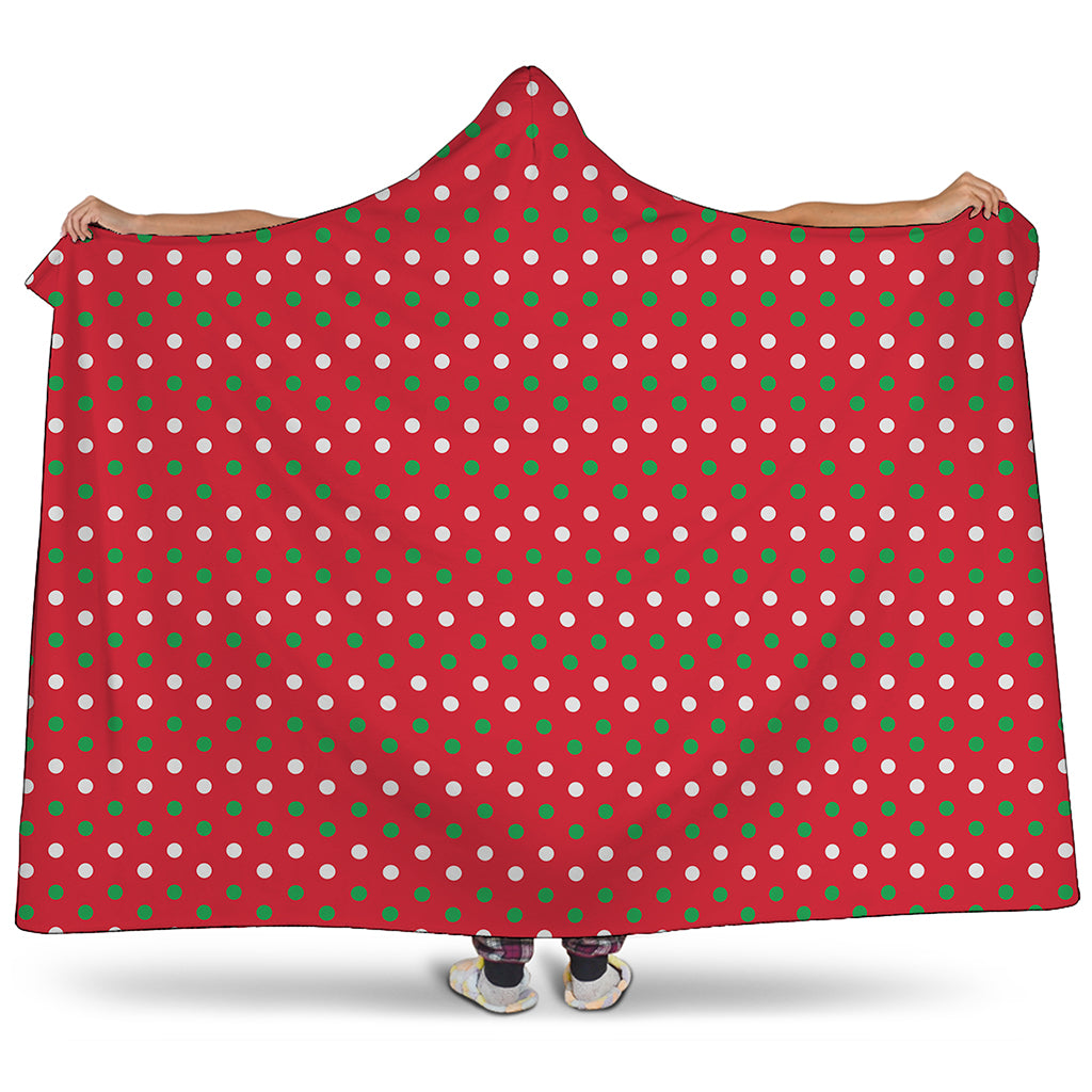 Christmas Polka Dot Pattern Print Hooded Blanket