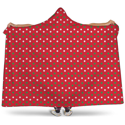 Christmas Polka Dot Pattern Print Hooded Blanket