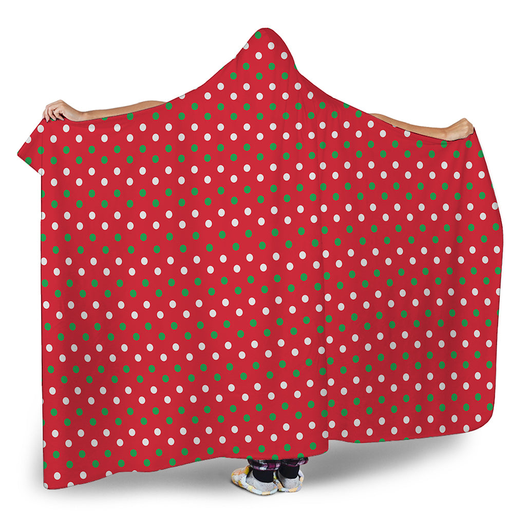Christmas Polka Dot Pattern Print Hooded Blanket