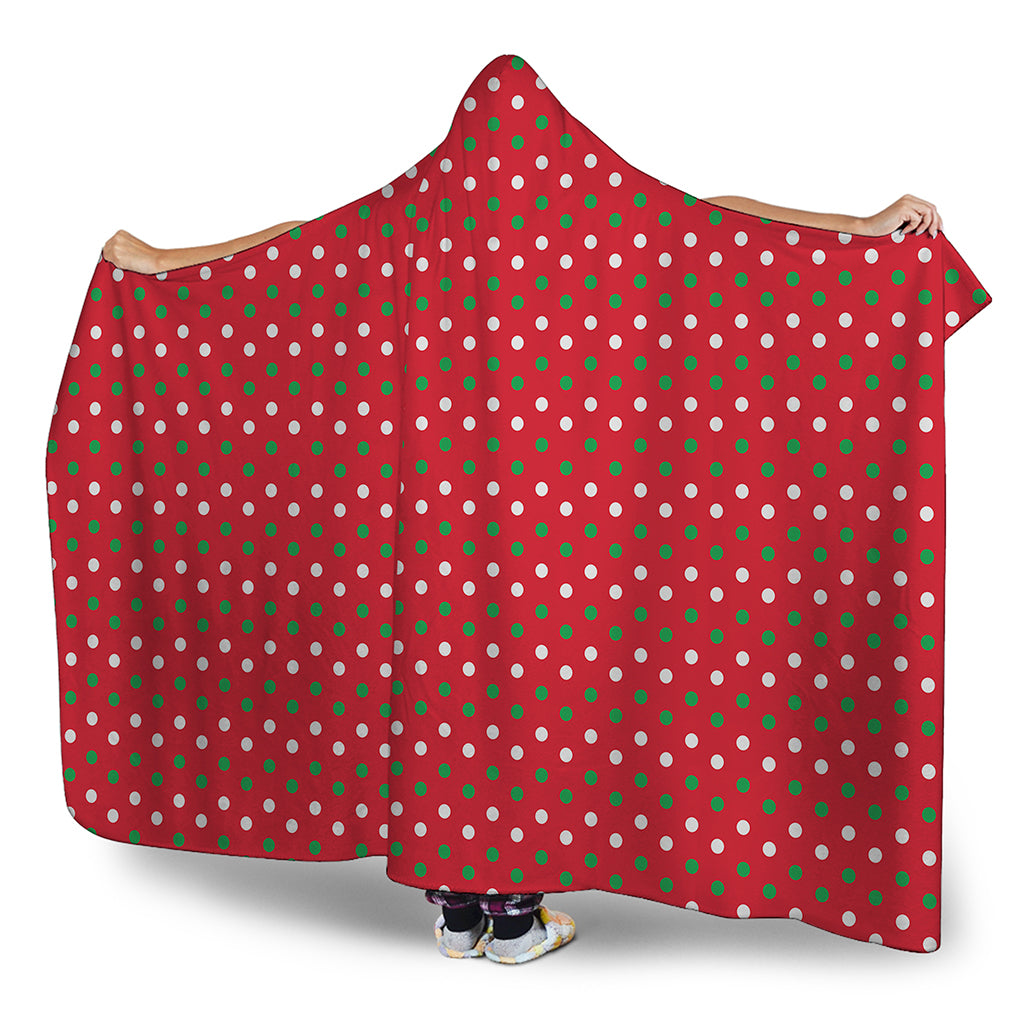 Christmas Polka Dot Pattern Print Hooded Blanket