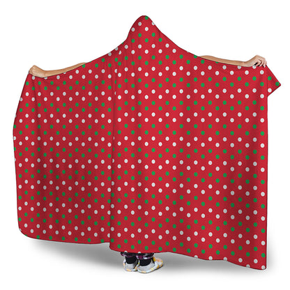 Christmas Polka Dot Pattern Print Hooded Blanket
