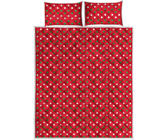Christmas Polka Dot Pattern Print Quilt Bed Set