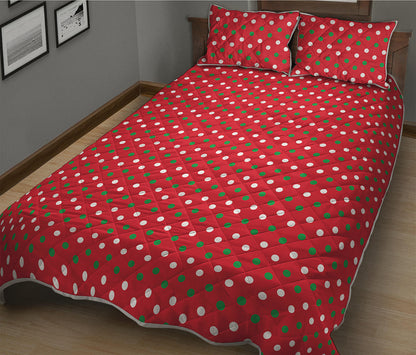 Christmas Polka Dot Pattern Print Quilt Bed Set