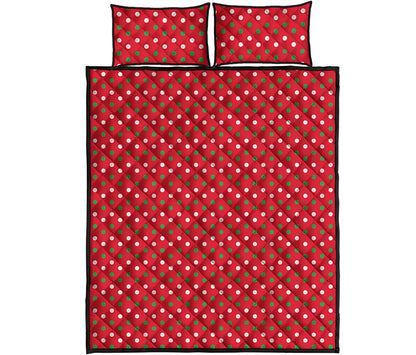 Christmas Polka Dot Pattern Print Quilt Bed Set