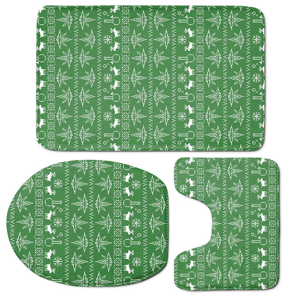 Christmas Pot Leaf Pattern Print 3 Piece Bath Mat Set