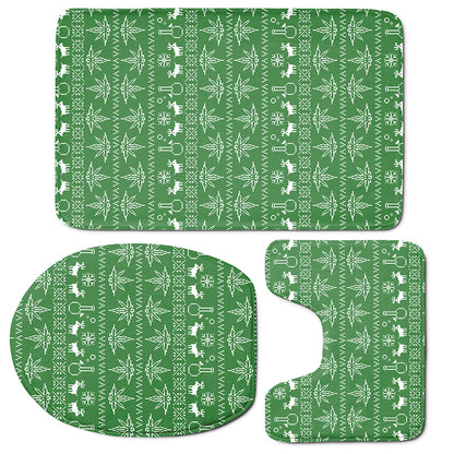 Christmas Pot Leaf Pattern Print 3 Piece Bath Mat Set