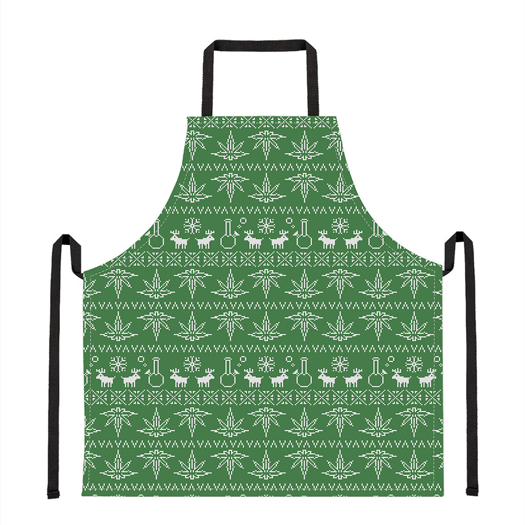 Christmas Pot Leaf Pattern Print Apron