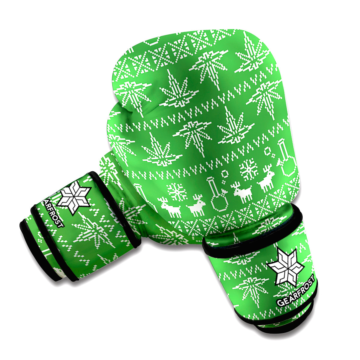 Christmas Pot Leaf Pattern Print Boxing Gloves