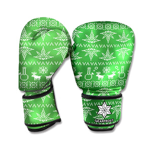 Christmas Pot Leaf Pattern Print Boxing Gloves