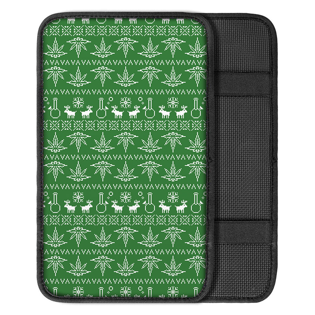 Christmas Pot Leaf Pattern Print Car Center Console Cover