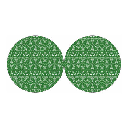 Christmas Pot Leaf Pattern Print Car Coasters