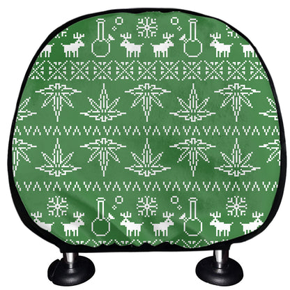 Christmas Pot Leaf Pattern Print Car Headrest Covers
