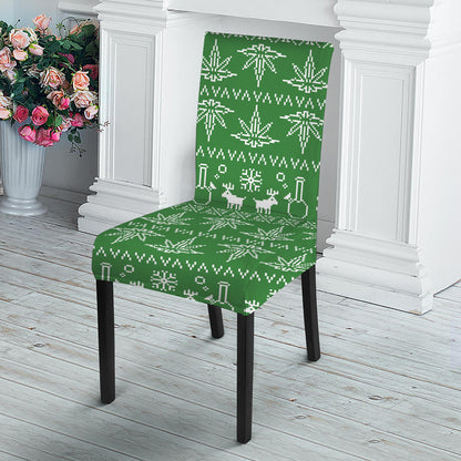 Christmas Pot Leaf Pattern Print Dining Chair Slipcover