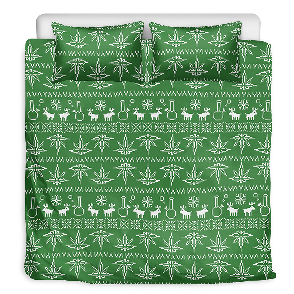 Christmas Pot Leaf Pattern Print Duvet Cover Bedding Set