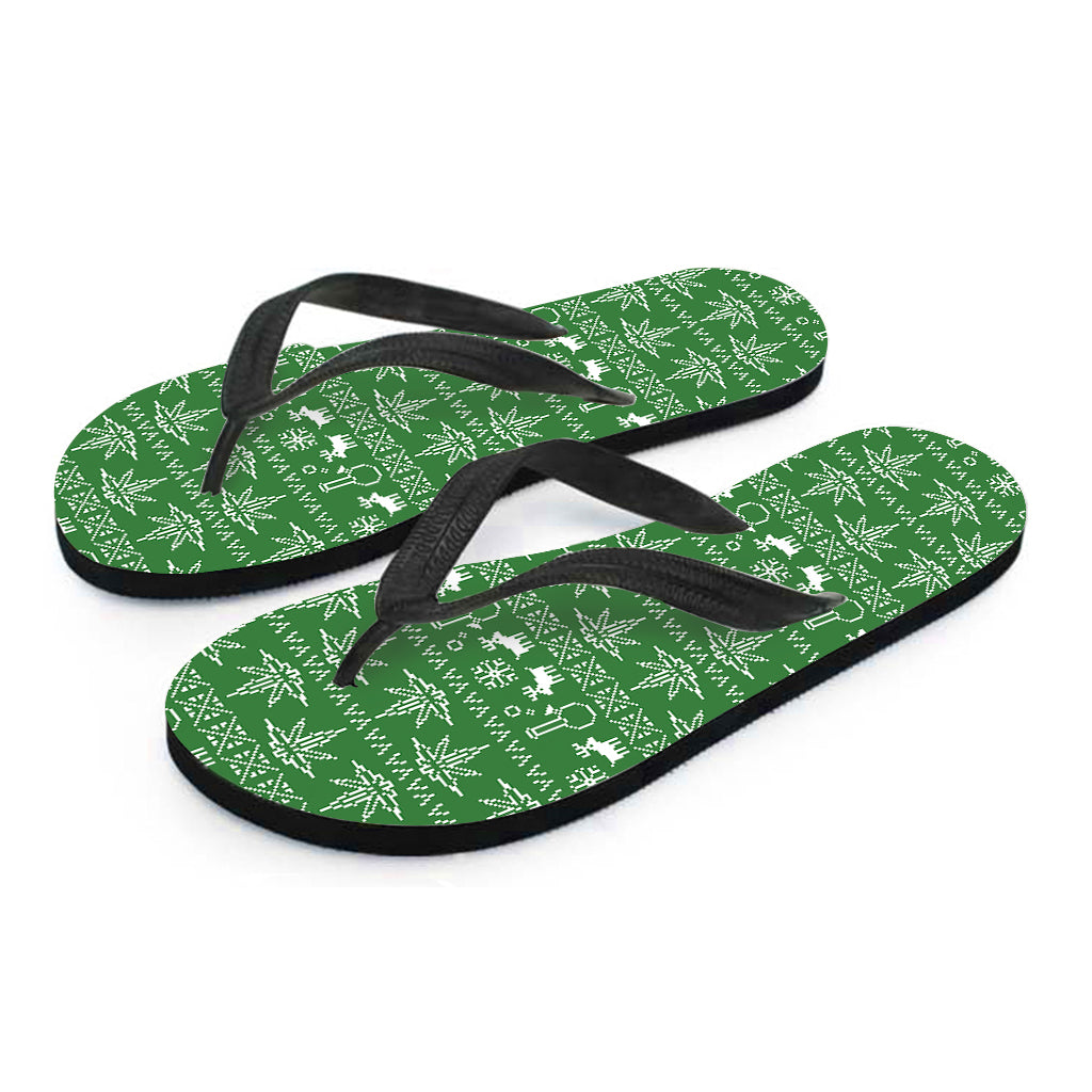 Christmas Pot Leaf Pattern Print Flip Flops
