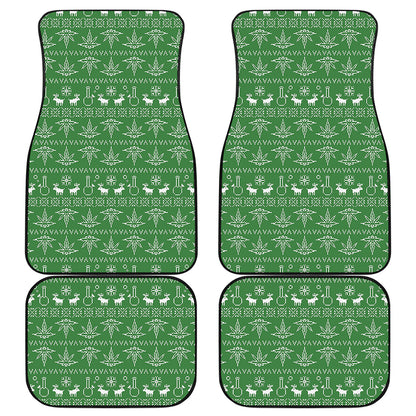 Christmas Pot Leaf Pattern Print Front and Back Car Floor Mats