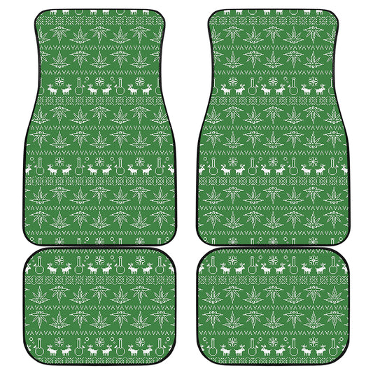 Christmas Pot Leaf Pattern Print Front and Back Car Floor Mats