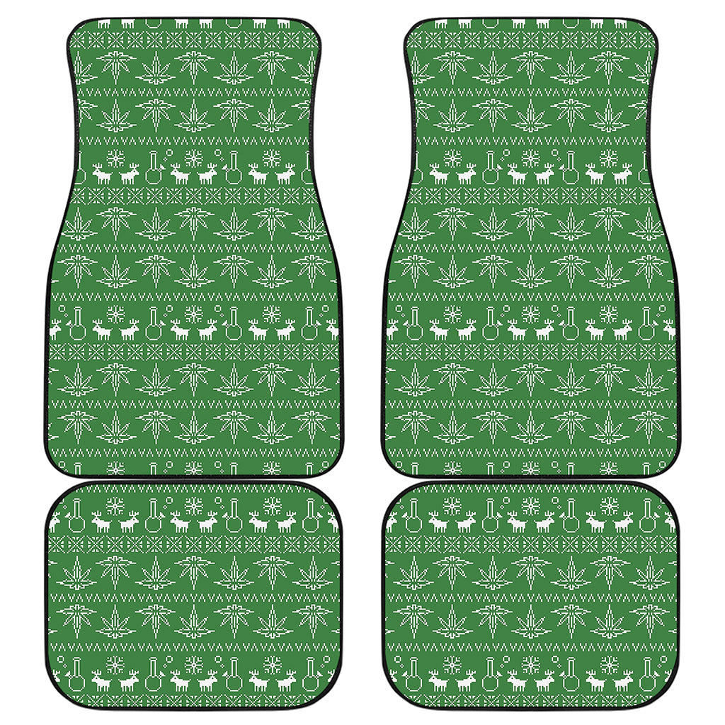 Christmas Pot Leaf Pattern Print Front and Back Car Floor Mats