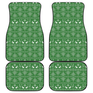 Christmas Pot Leaf Pattern Print Front and Back Car Floor Mats