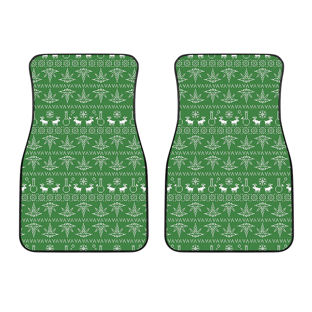 Christmas Pot Leaf Pattern Print Front Car Floor Mats