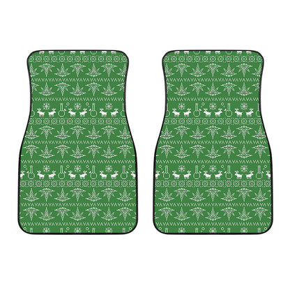 Christmas Pot Leaf Pattern Print Front Car Floor Mats