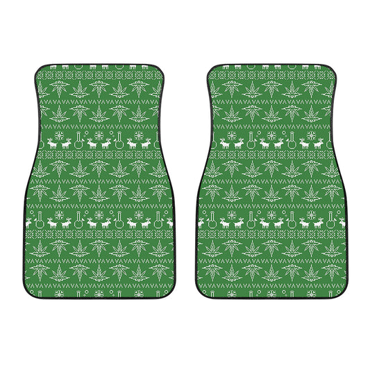 Christmas Pot Leaf Pattern Print Front Car Floor Mats