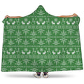 Christmas Pot Leaf Pattern Print Hooded Blanket