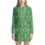 Christmas Pot Leaf Pattern Print Hoodie Dress