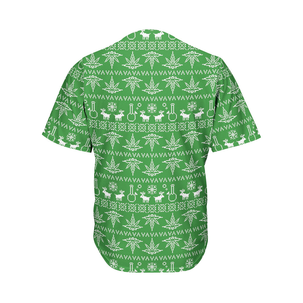 Christmas Pot Leaf Pattern Print Men's Baseball Jersey