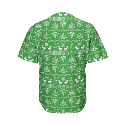 Christmas Pot Leaf Pattern Print Men's Baseball Jersey