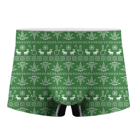 Christmas Pot Leaf Pattern Print Men's Boxer Briefs