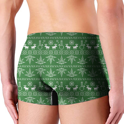 Christmas Pot Leaf Pattern Print Men's Boxer Briefs