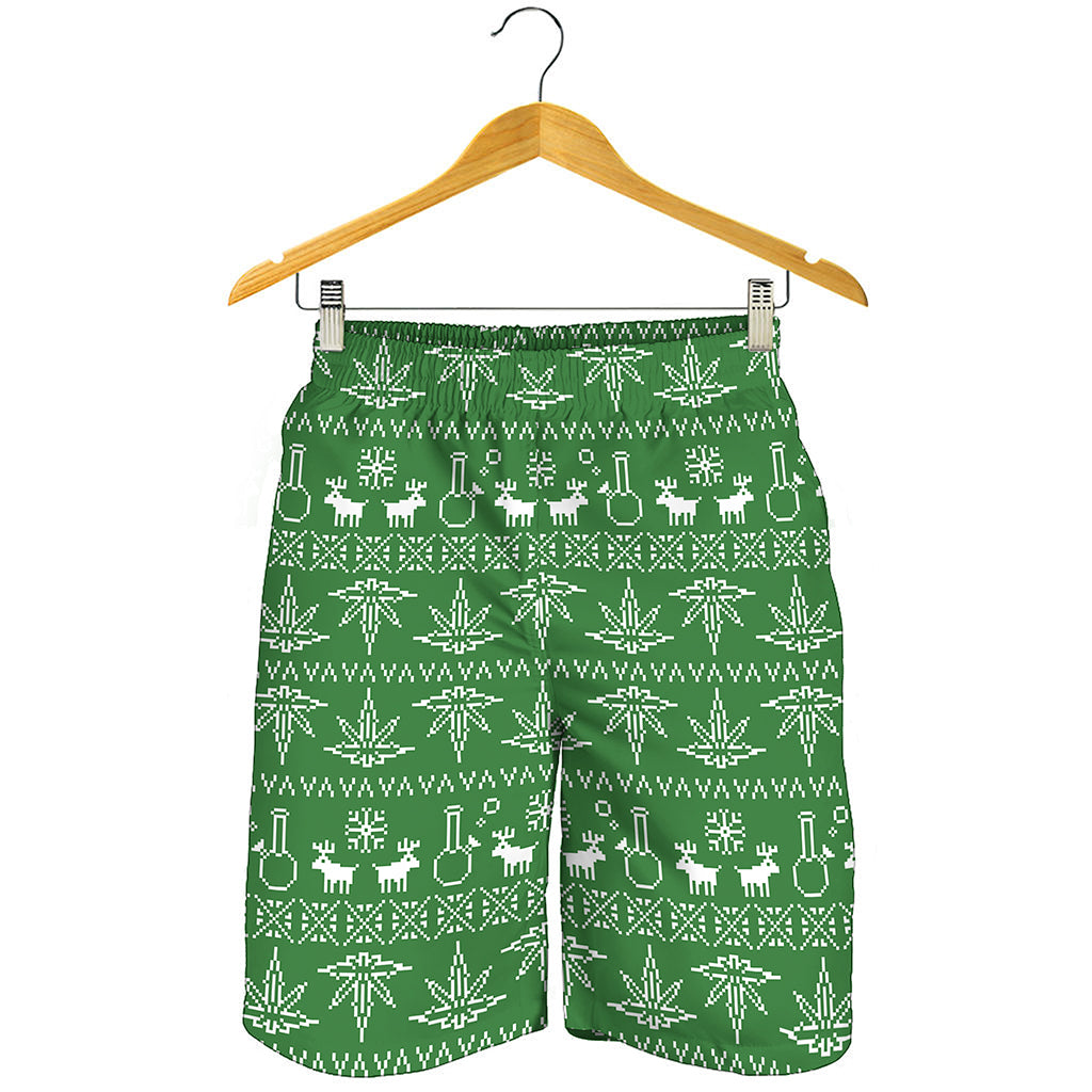 Christmas Pot Leaf Pattern Print Men's Shorts