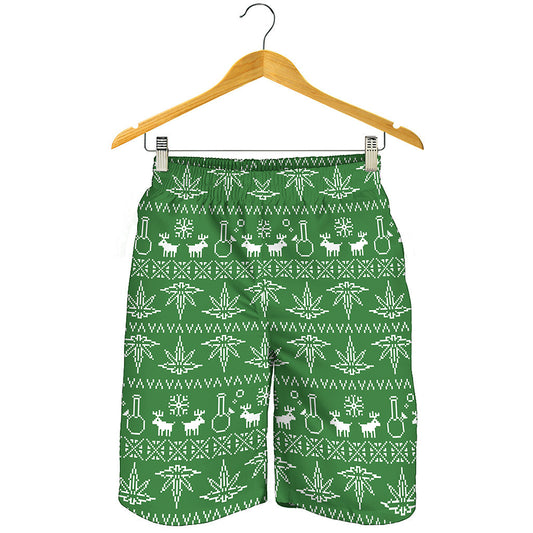 Christmas Pot Leaf Pattern Print Men's Shorts