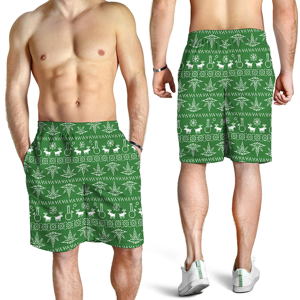 Christmas Pot Leaf Pattern Print Men's Shorts