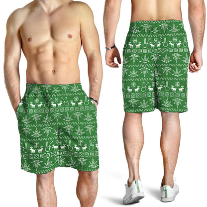 Christmas Pot Leaf Pattern Print Men's Shorts