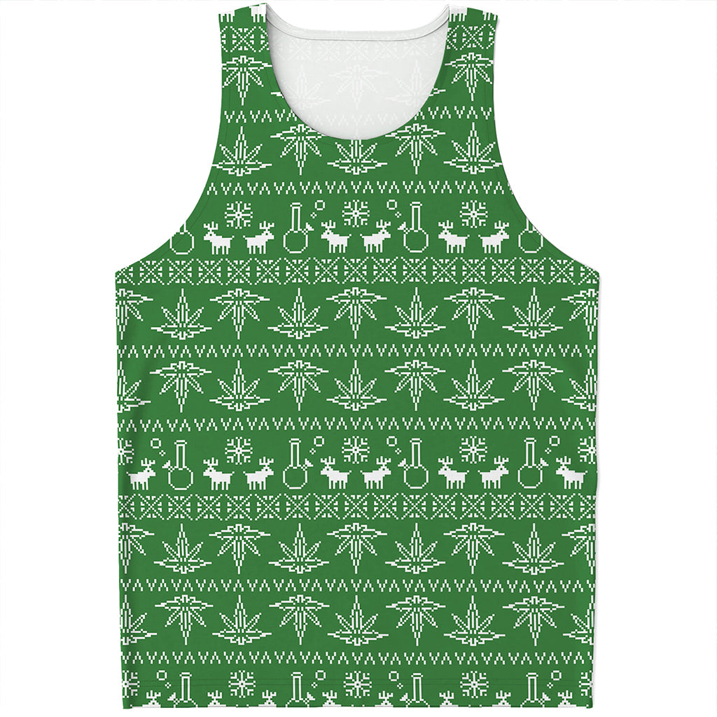 Christmas Pot Leaf Pattern Print Men's Tank Top